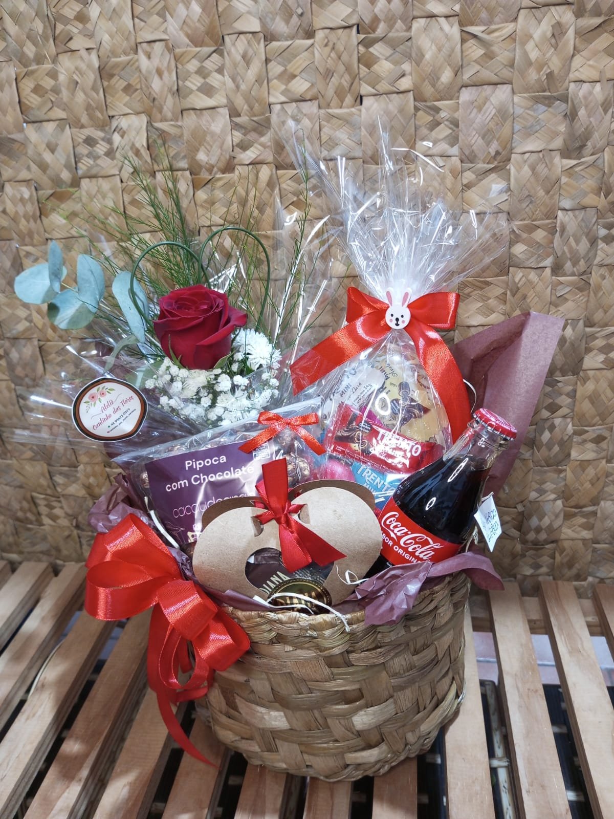 CESTA ROSA VERMELHA 